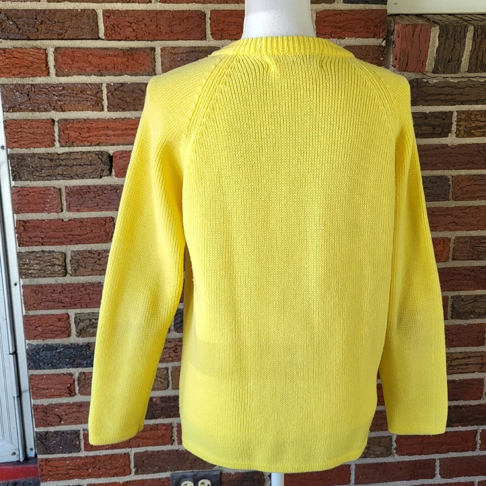 Vintage Yellow Cableknit Patch Pocket Cardigan Acrylic Size Medium - Picture 4 of 8